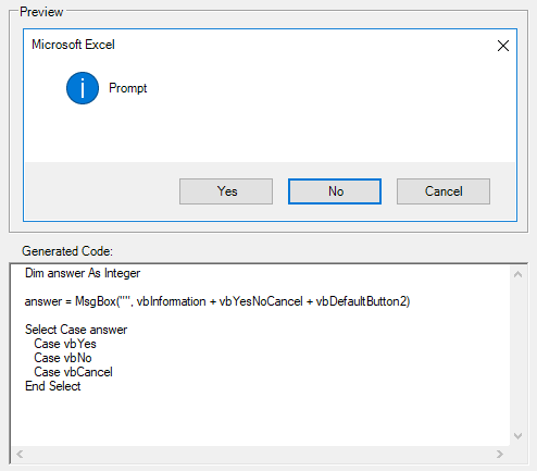 vba messagebox builder preview