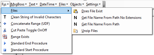 vba code library functions